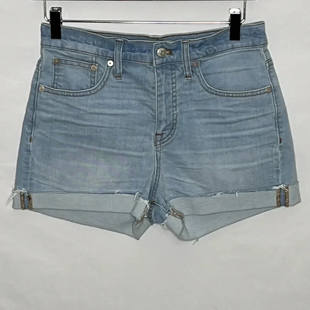 Madewell High Rise Raw Hem Cuffed Denim Shorts - Size 26_2